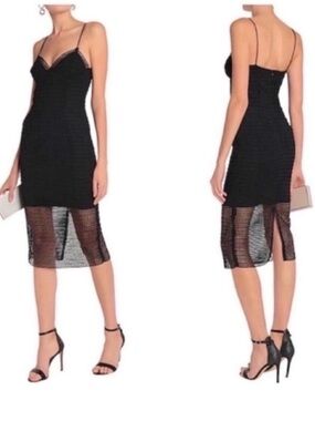 Nicholas Dot Lace Bra Midi Dress Black